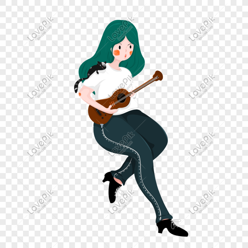 Detail Kartun Bermain Gitar Nomer 34