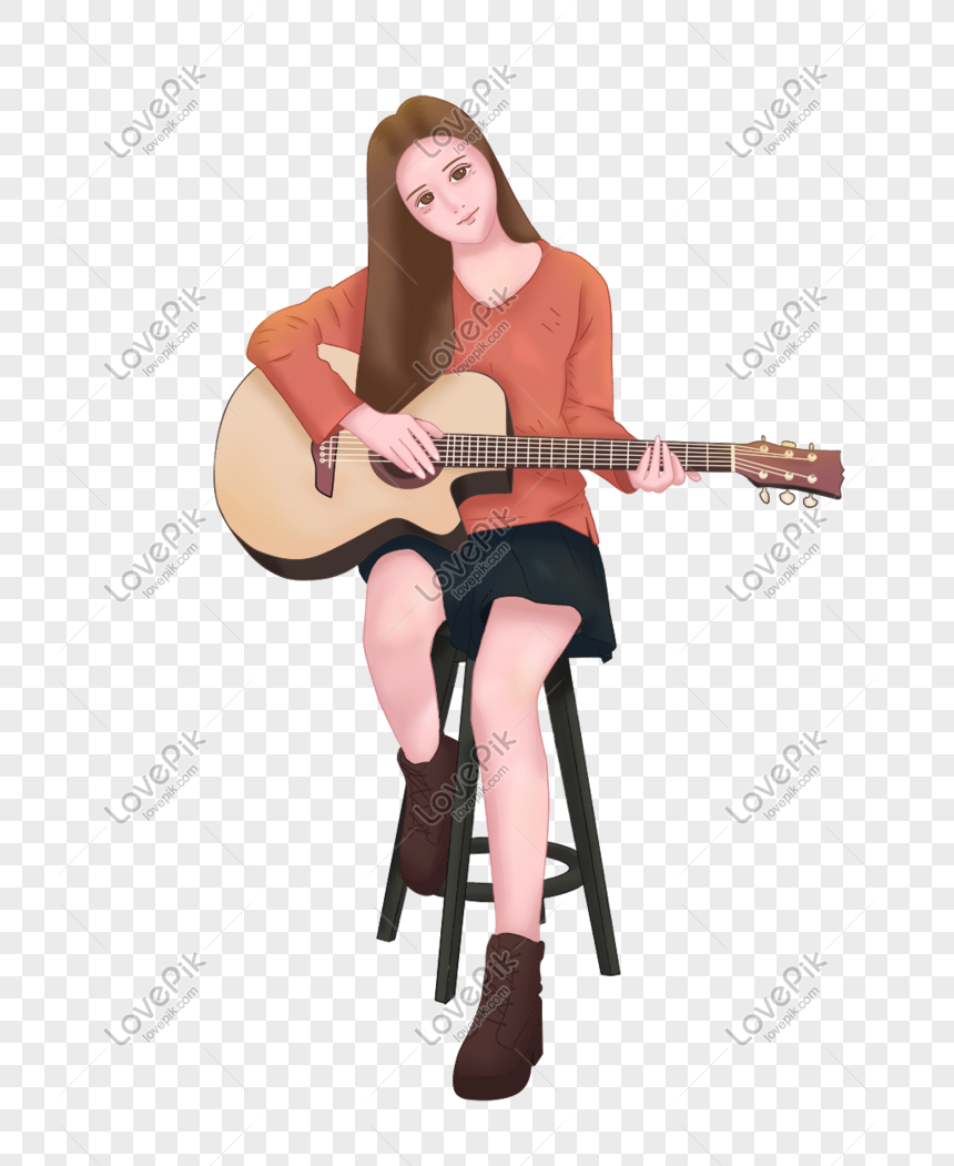 Detail Kartun Bermain Gitar Nomer 5