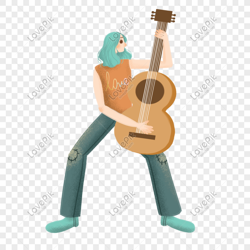 Detail Kartun Bermain Gitar Nomer 46