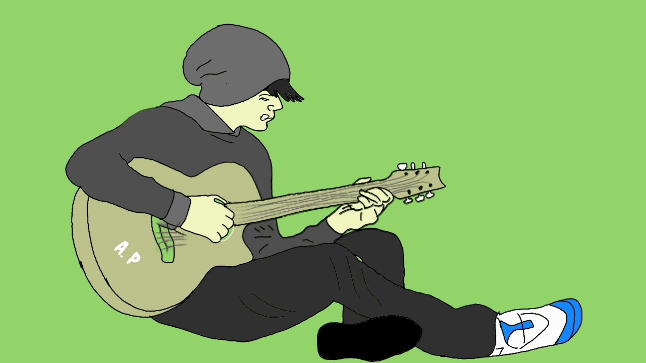 Detail Kartun Bermain Gitar Nomer 6