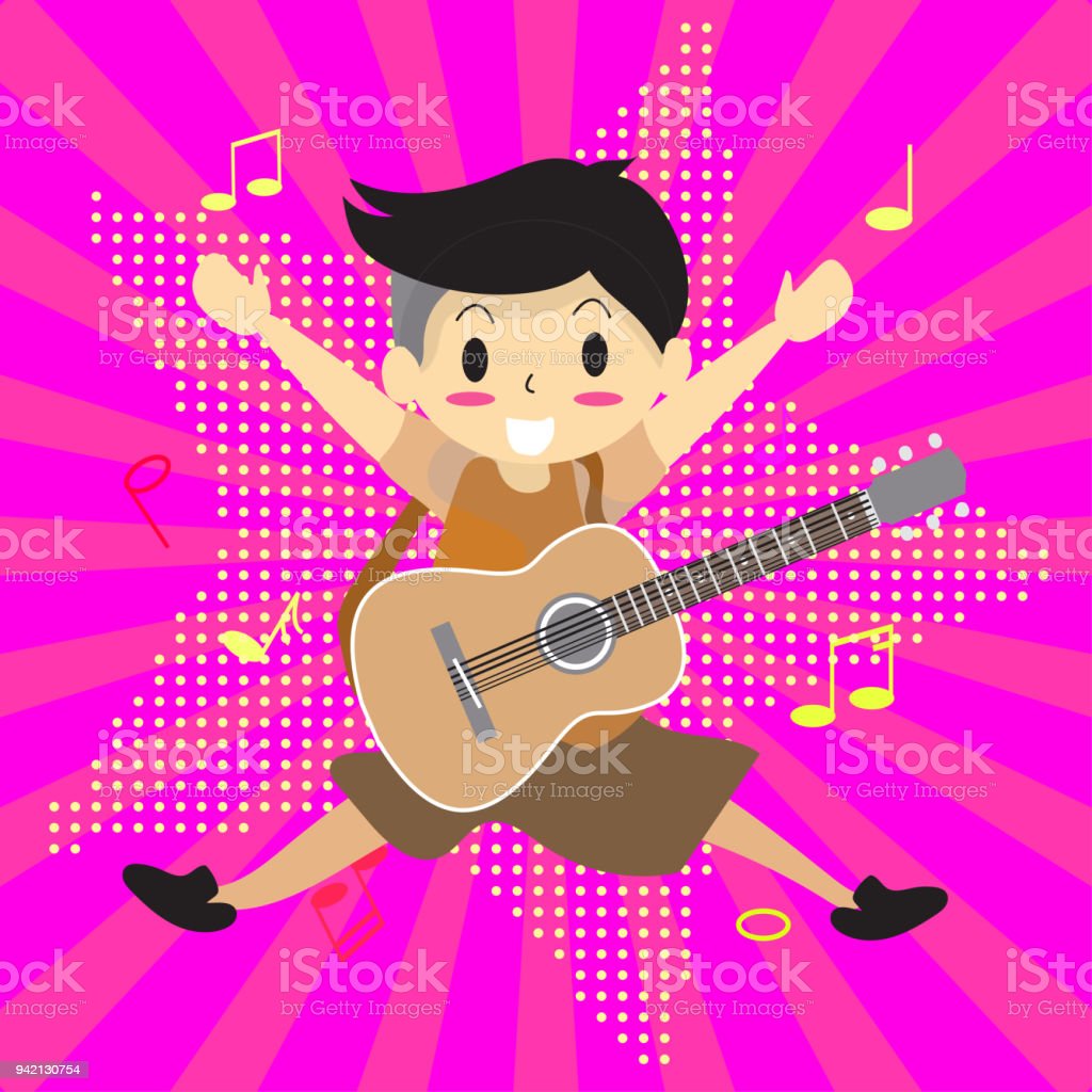 Detail Kartun Bermain Gitar Nomer 49
