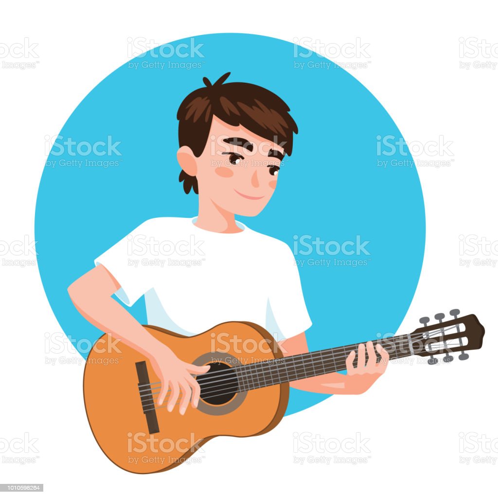 Detail Kartun Bermain Gitar Nomer 7