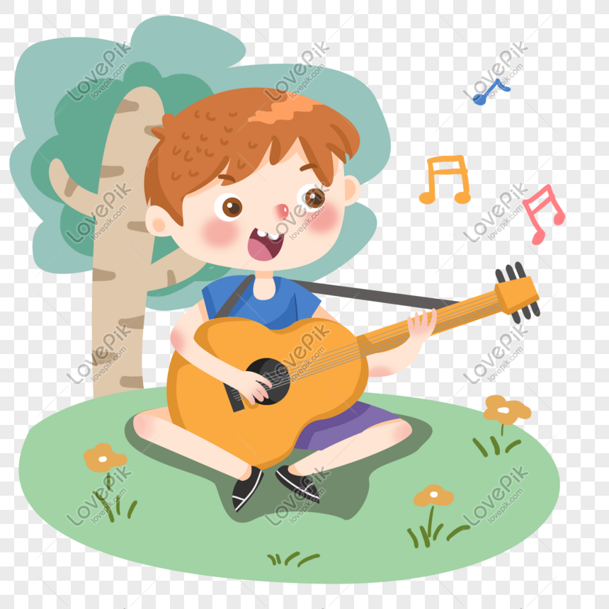 Detail Kartun Bermain Gitar Nomer 10