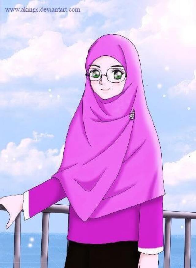 Detail Kartun Islami Gambar Kartun Wanita Bercadar Berkacamata Nomer 44