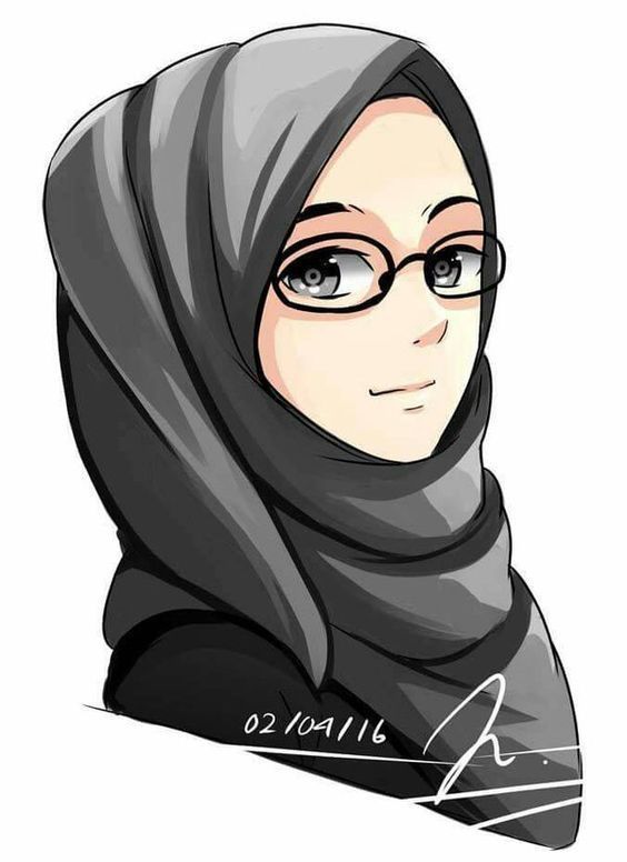 Detail Kartun Islami Gambar Kartun Wanita Berhijab Berkacamata Nomer 19