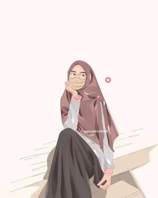 Detail Kartun Islami Gambar Kartun Wanita Berhijab Berkacamata Nomer 45