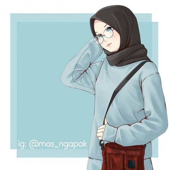 Detail Kartun Muslimah Cantik Berkacamata Nomer 2