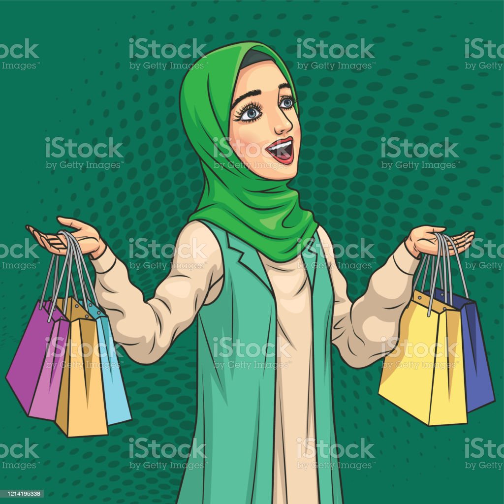 Detail Kartun Muslimah Shopping Nomer 31