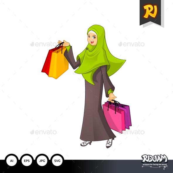 Detail Kartun Muslimah Shopping Nomer 36