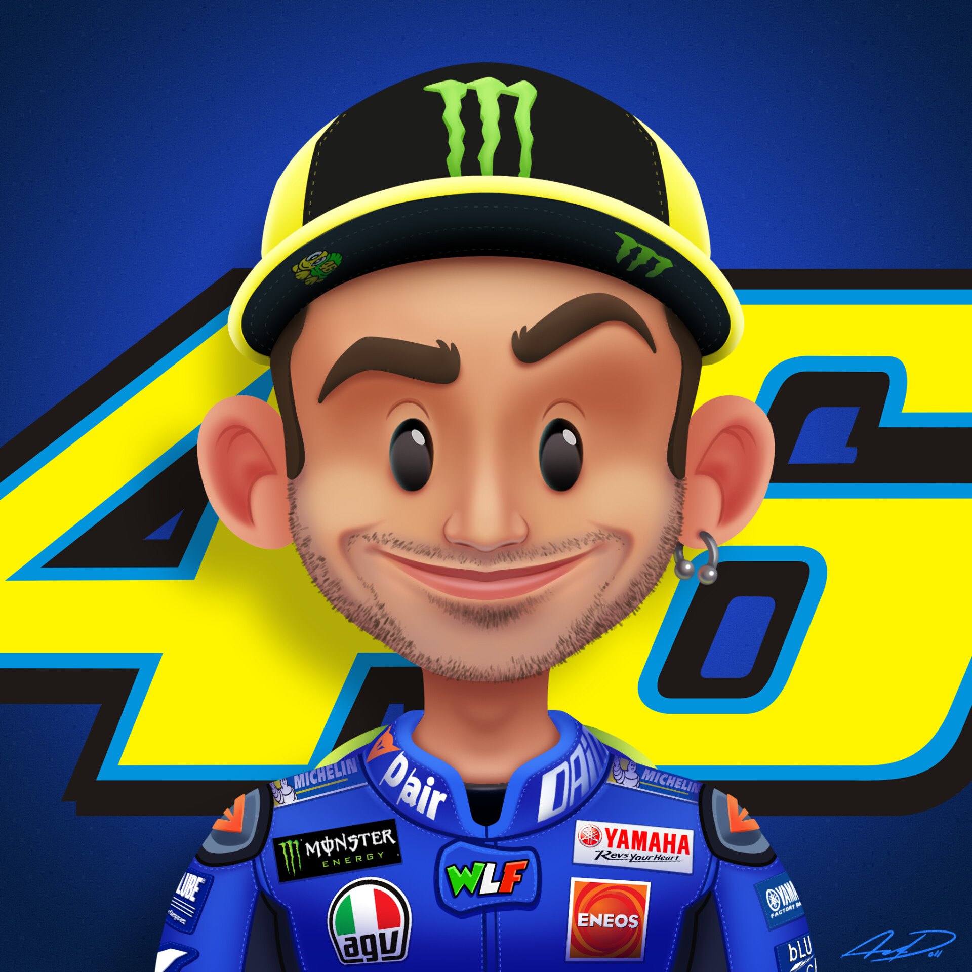 Detail Kartun Valentino Rossi Nomer 8