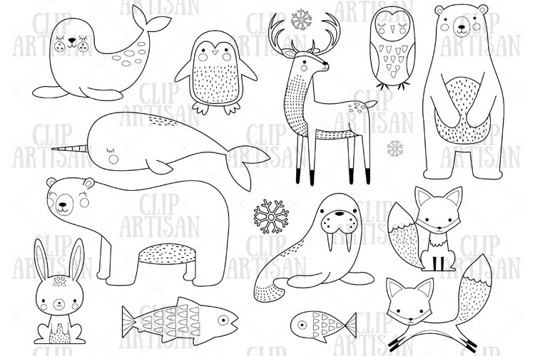 Detail Arctic Animals Clipart Black And White Nomer 11