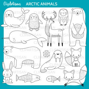 Detail Arctic Animals Clipart Black And White Nomer 20