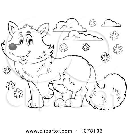 Detail Arctic Fox Clipart Black And White Nomer 28
