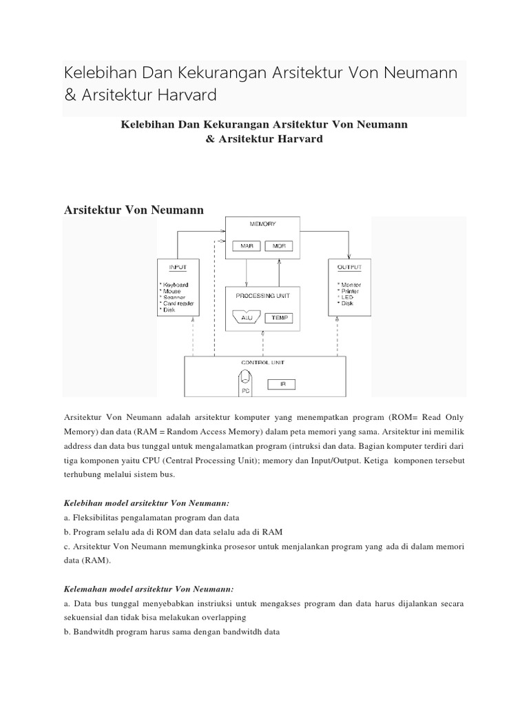 Detail Arsitektur Von Neumann Dan Harvard Nomer 7