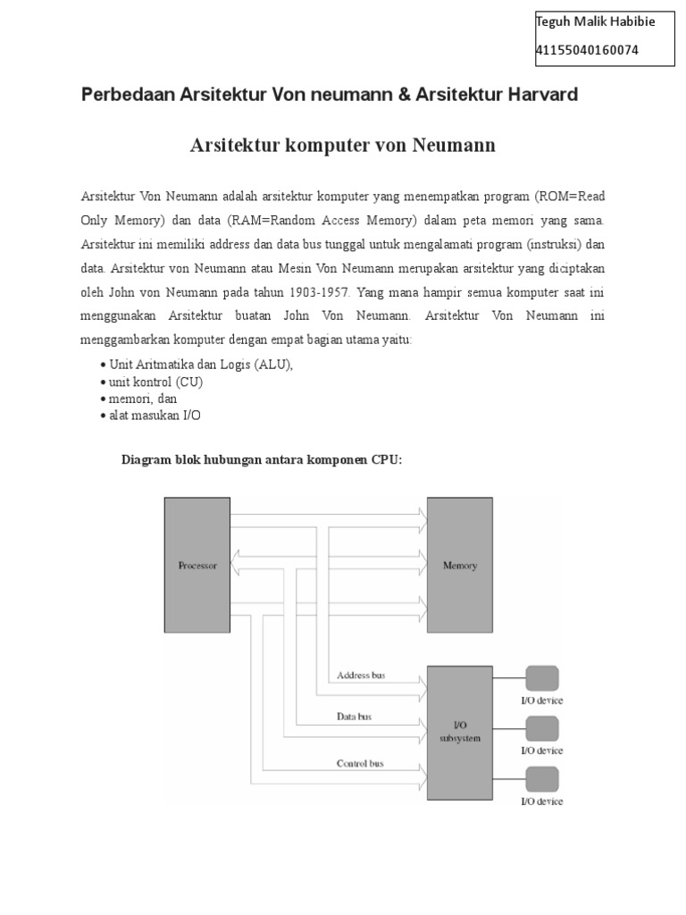 Detail Arsitektur Von Neumann Dan Harvard Nomer 6