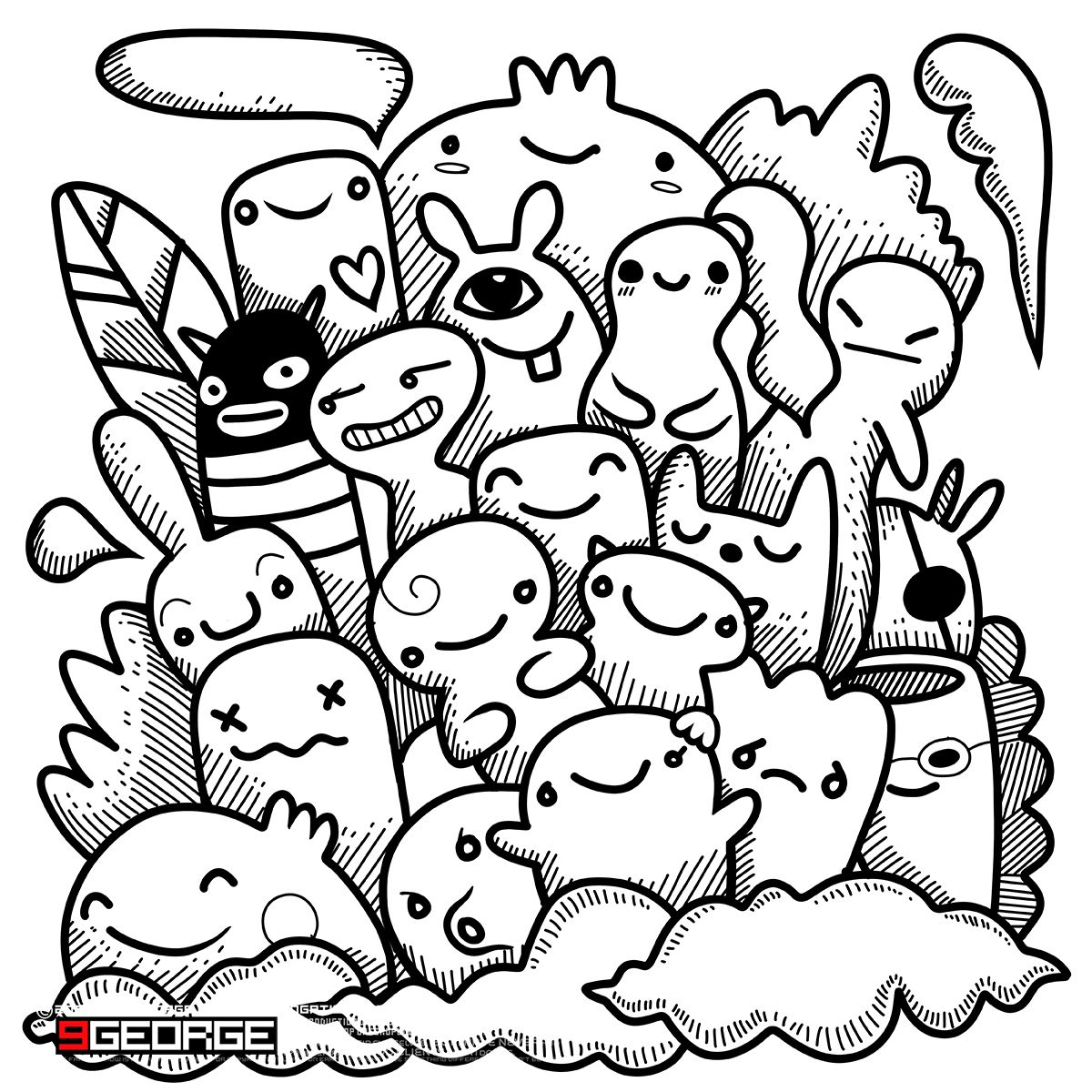 Detail Art Design Monster Hitam Putih Nomer 5
