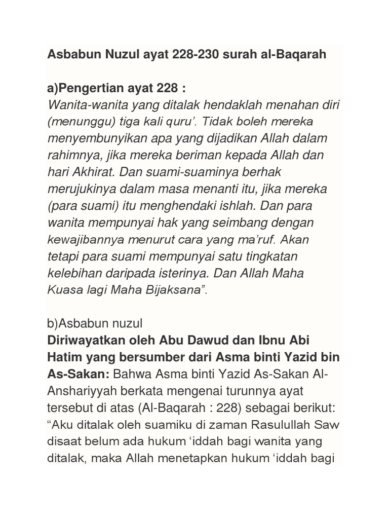 Detail Asbabun Nuzul Surat Al Baqarah Nomer 15