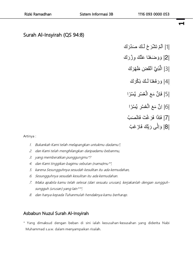 Detail Asbabun Nuzul Surat Al Insyirah Nomer 18