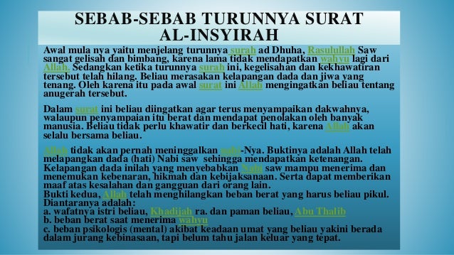 Detail Asbabun Nuzul Surat Al Insyirah Nomer 23