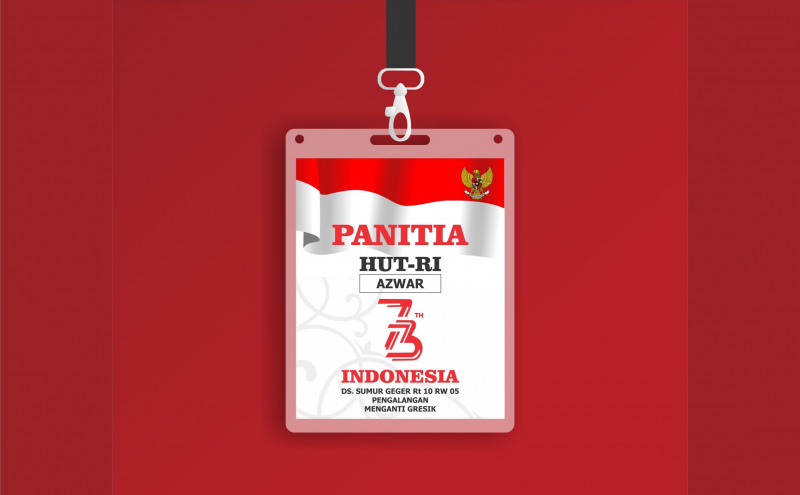 Detail Desain Name Tag Panitia 17 Agustus Nomer 9