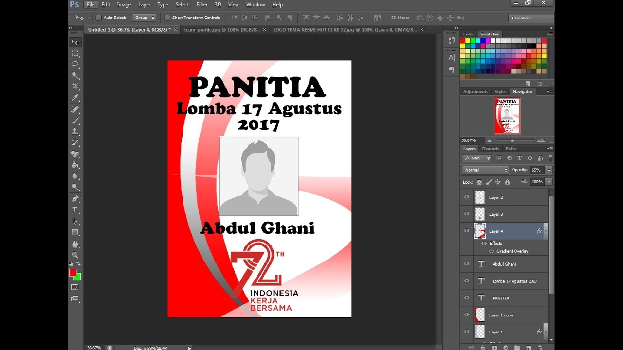 Detail Desain Name Tag Panitia 17 Agustus Nomer 10