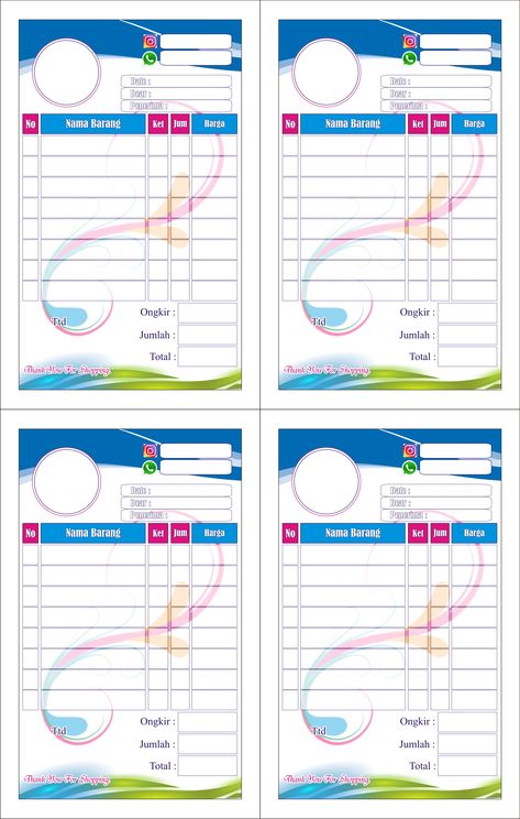 Detail Desain Nota Olshop Kosong Nomer 6