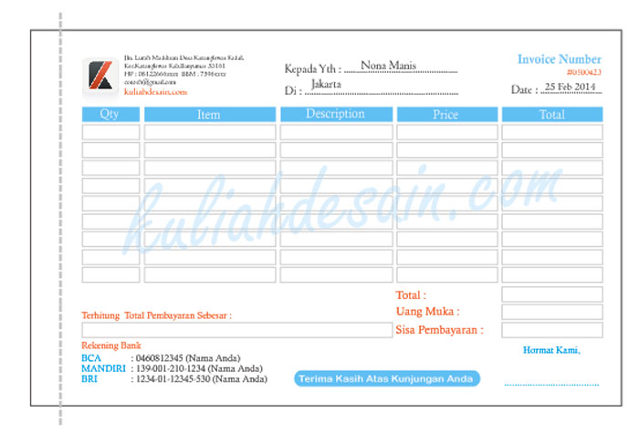 Detail Desain Nota Penjualan Nomer 5