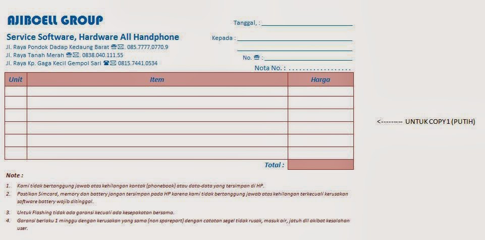 Detail Desain Nota Service Komputer Nomer 13