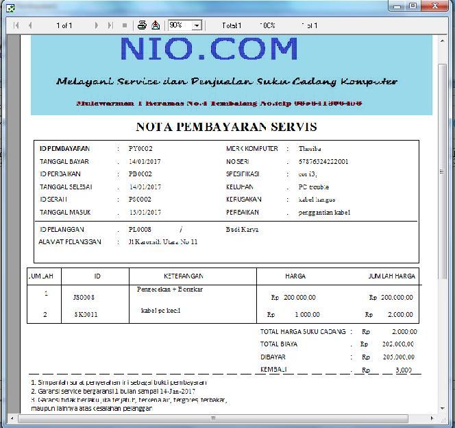 Detail Desain Nota Service Komputer Nomer 17