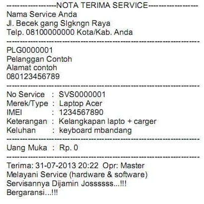 Detail Desain Nota Service Komputer Nomer 19