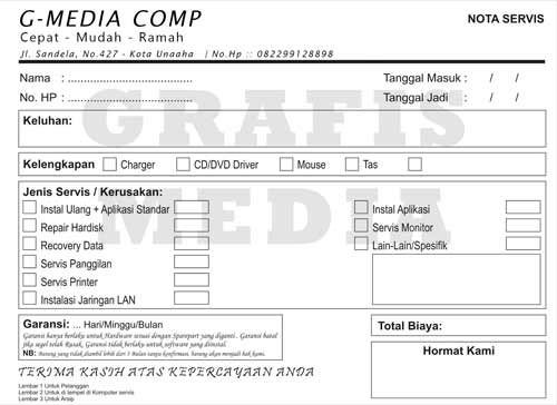 Detail Desain Nota Service Komputer Nomer 4