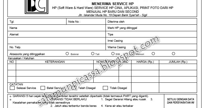 Detail Desain Nota Service Komputer Nomer 38