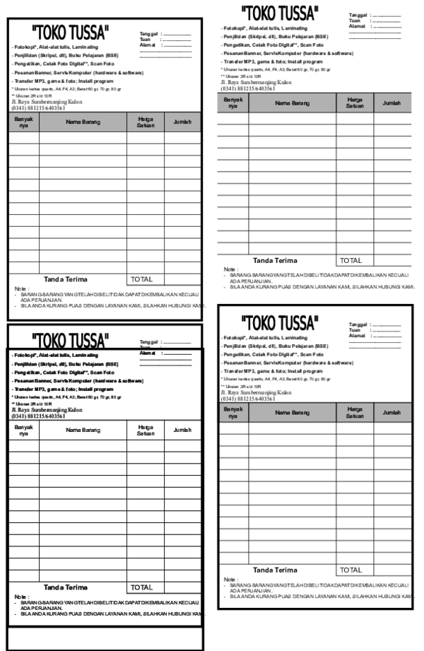 Detail Desain Nota Service Komputer Nomer 46