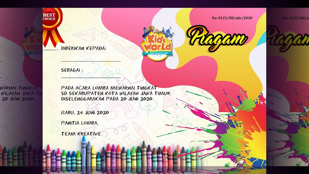 Desain Piagam Lomba Mewarnai - KibrisPDR