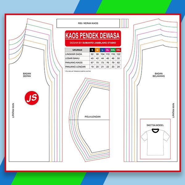 Detail Desain Pola Kaos Nomer 42