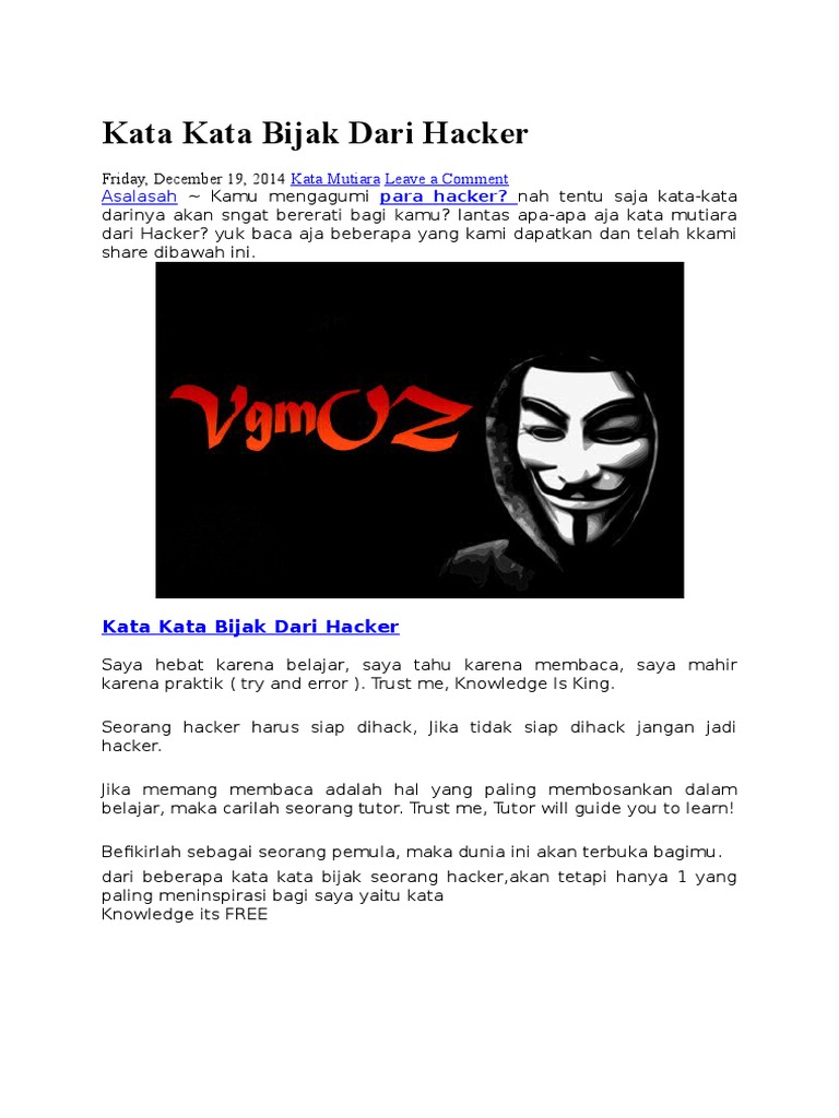 Detail Kata Mutiara Hacker Nomer 47