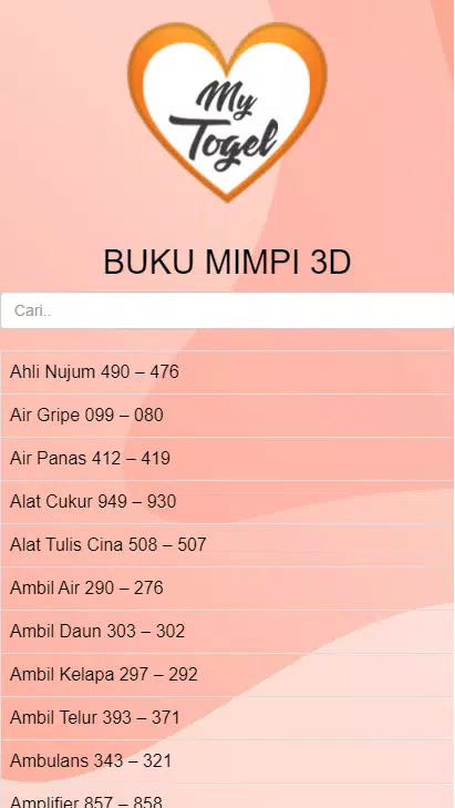 Detail Buku Mimpi 290 Nomer 30