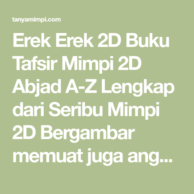 Detail Buku Mimpi 2d Abjad A Z Lengkap Nomer 37