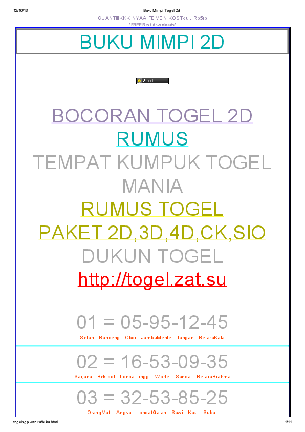 Detail Buku Mimpi 4d 0332 Nomer 33