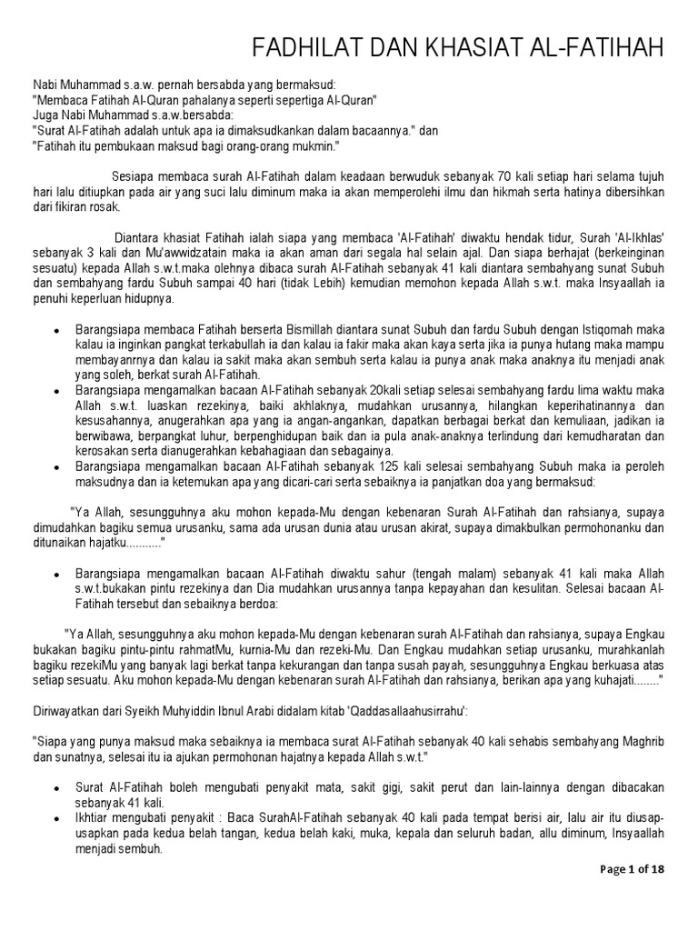 Detail Keajaiban Membaca Surat Al Fatihah 14 Kali Sebelum Tidur Nomer 42