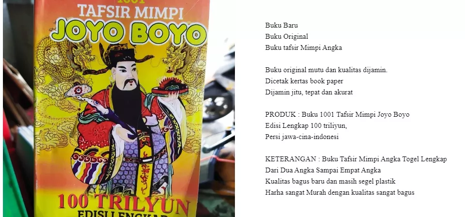 Detail Buku Tafsir Mimpi Erek Erek Joyo Boyo Nomer 34