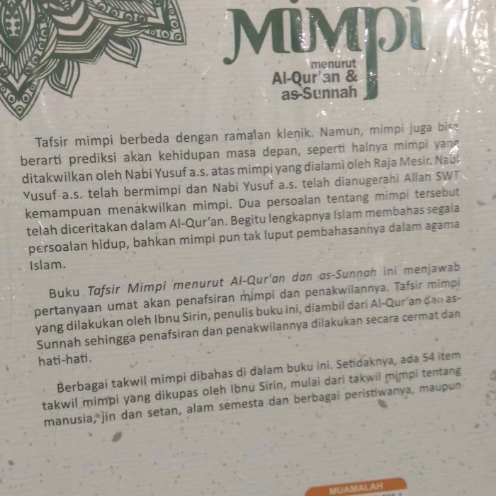 Detail Buku Tafsir Mimpi Ibnu Sirin Toko Buku Gema Inaani Nomer 45