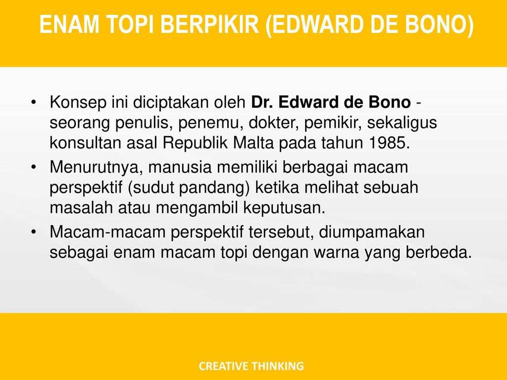 Detail 6 Topi Berpikir Edward De Bono Nomer 22