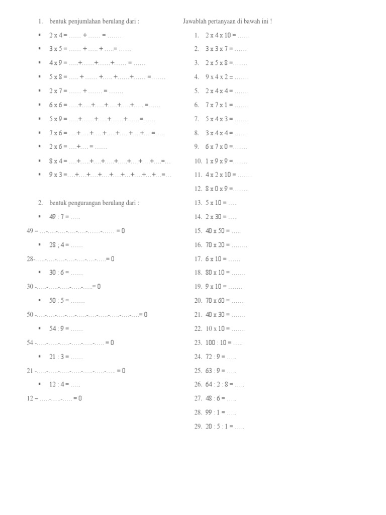 Detail Contoh Penjumlahan Berulang Nomer 40