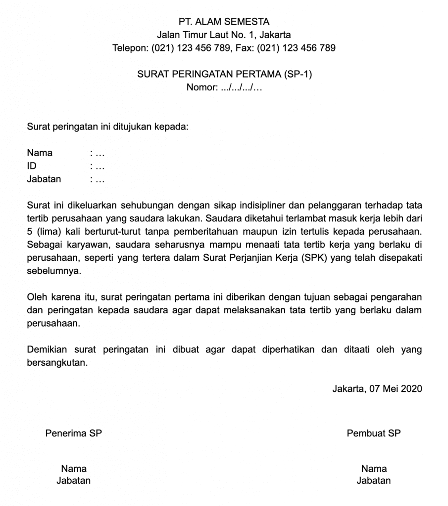 Contoh Surat Peringatan Untuk Karyawan - KibrisPDR