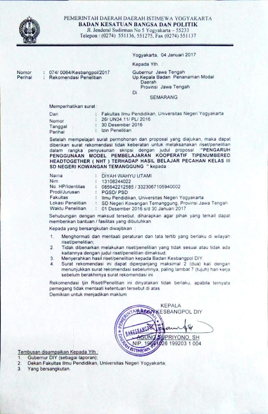 Detail Contoh Surat Izin Penelitian Ke Kesbangpol Nomer 15