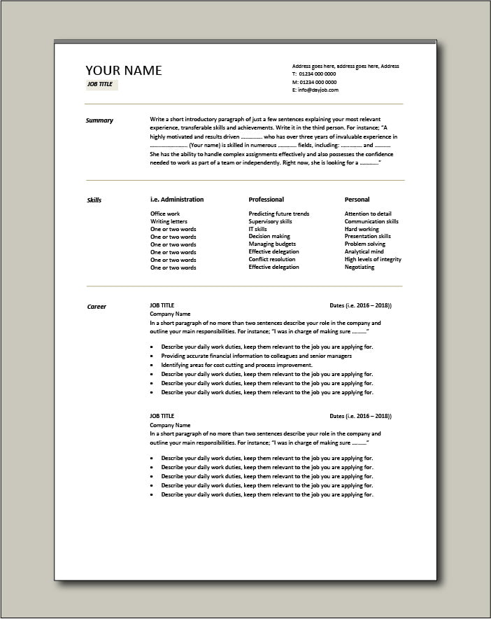 Detail Cv Template Word 2 Pages Nomer 29