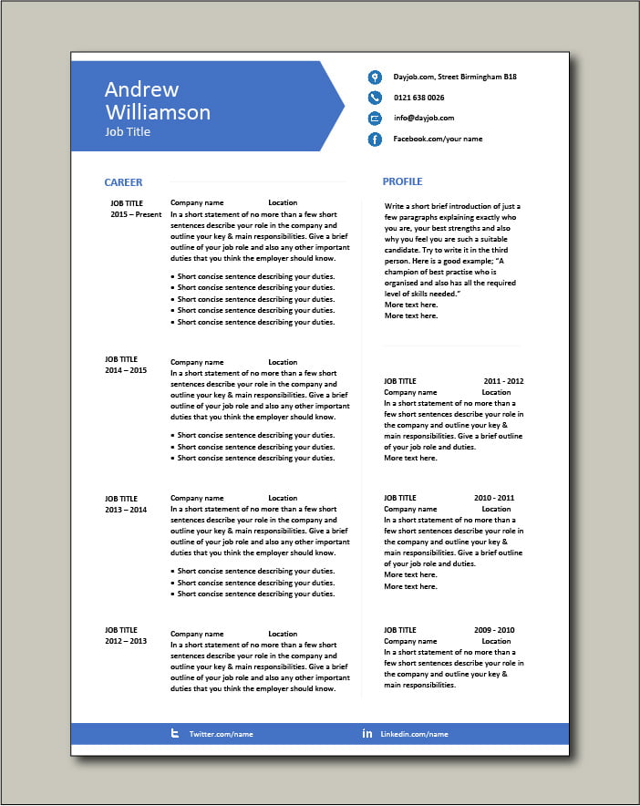 Detail Cv Template Word 2 Pages Nomer 39