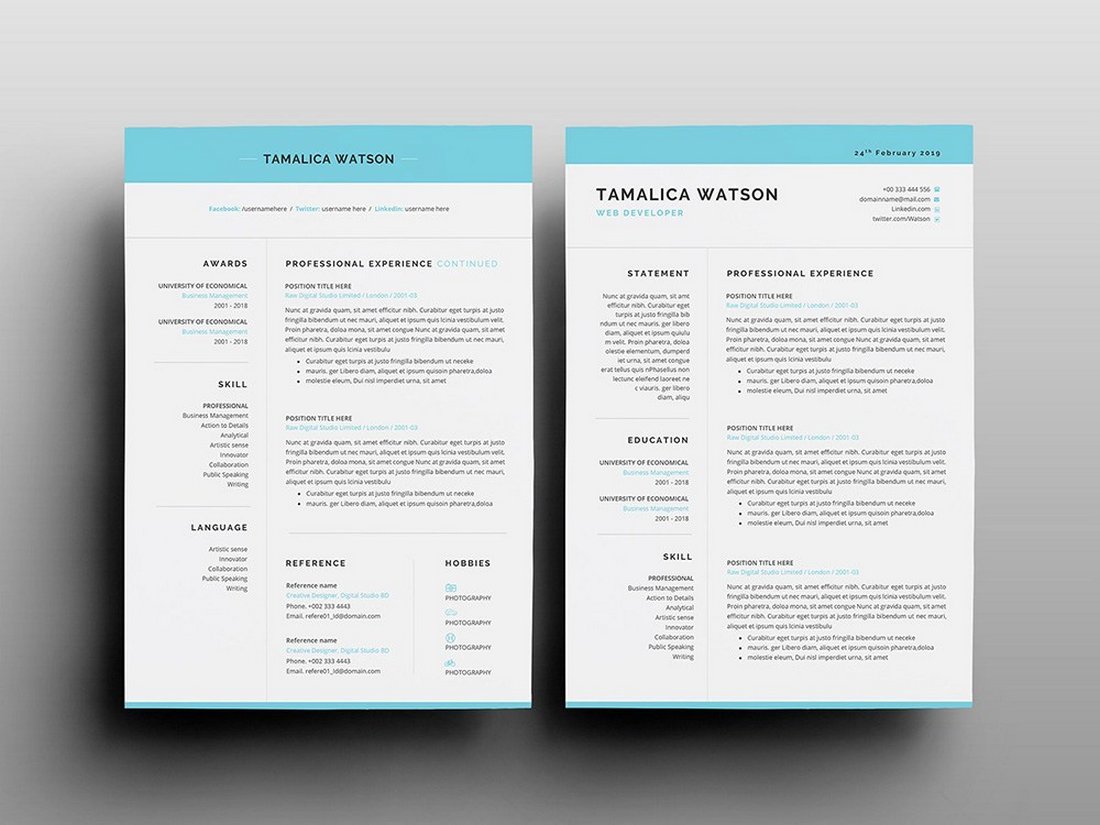 Detail Cv Template Word 2 Pages Nomer 9