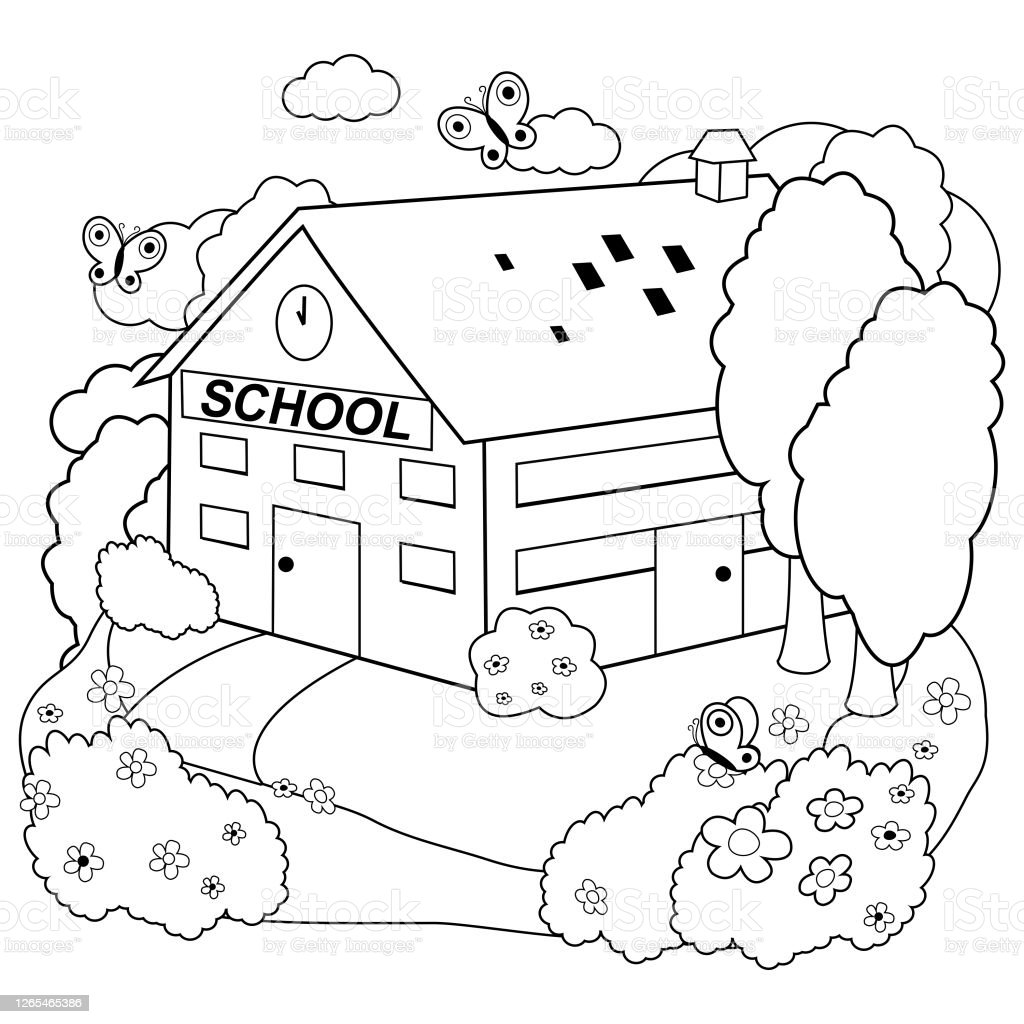 Detail Gambar Mewarnai Gedung Sekolah Nomer 3
